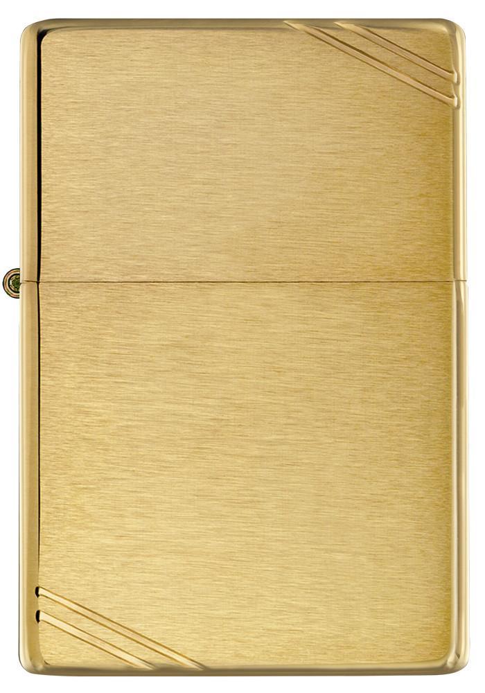 Vintage Brushed Brass with Slashes Pocket Lighter