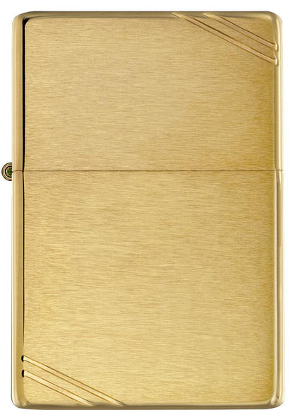 Vintage Brushed Brass with Slashes Pocket Lighter