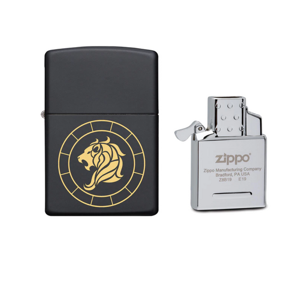 Leo Zodiac Sign Design and FREE Double Torch Butane Insert