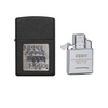 Black Crackle Gold Zippo Logo and FREE Double Torch Butane Insert