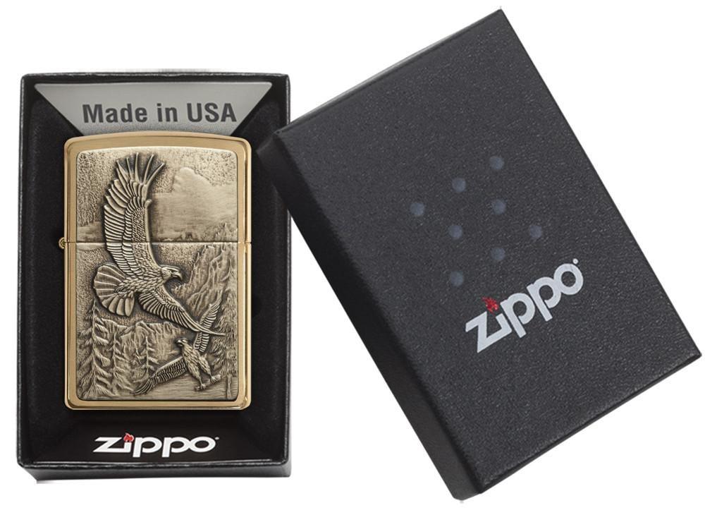 Where Eagles Dare Brushed Brass Pocket Lighter