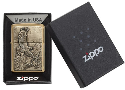 Where Eagles Dare Brushed Brass Pocket Lighter