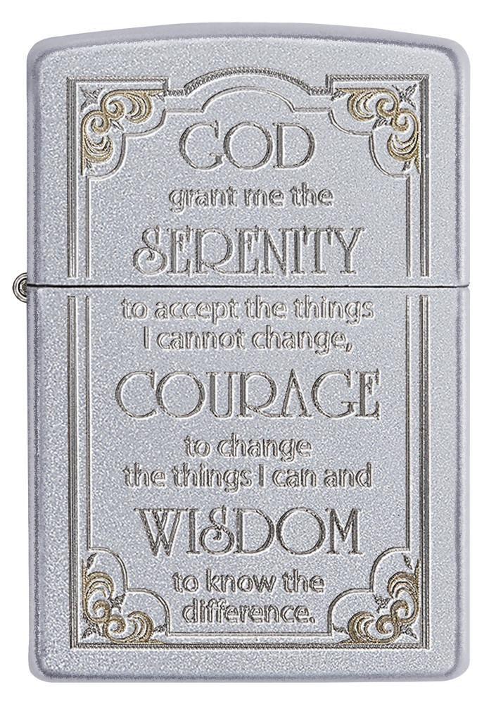 Serenity Prayer Satin Chrome Pocket Lighter