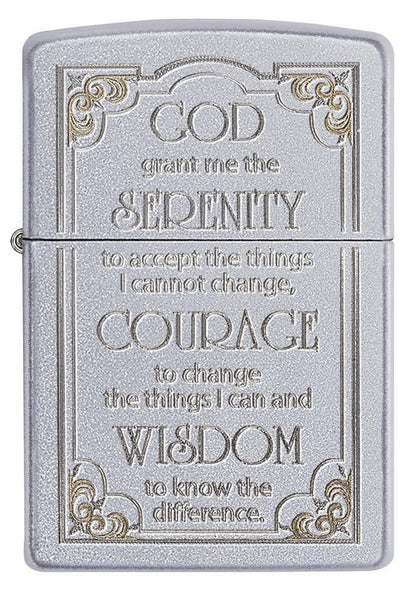 Serenity Prayer Satin Chrome Pocket Lighter