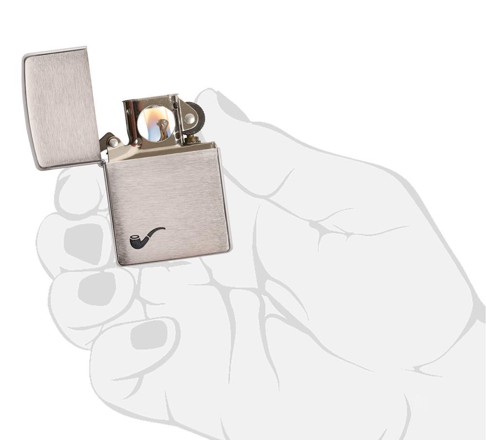 Brushed Chrome Pipe Pocket Lighter