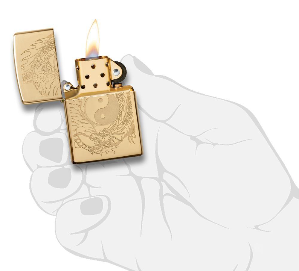 Tiger and Dragon Design High Polish Brass Pocket Lighter