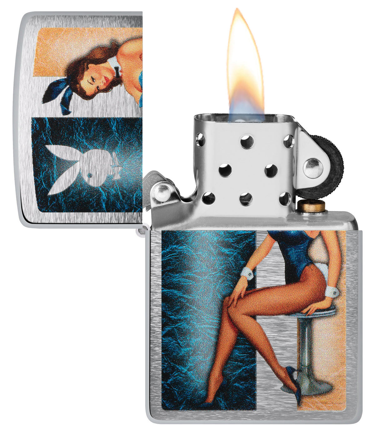 Playboy Playmate Brushed Chrome Pocket Lighter