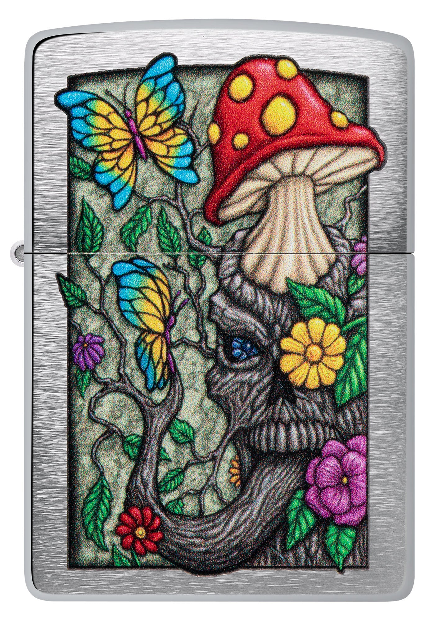 Zippo Freaky Nature Design Brushed Chrome Pocket Lighter