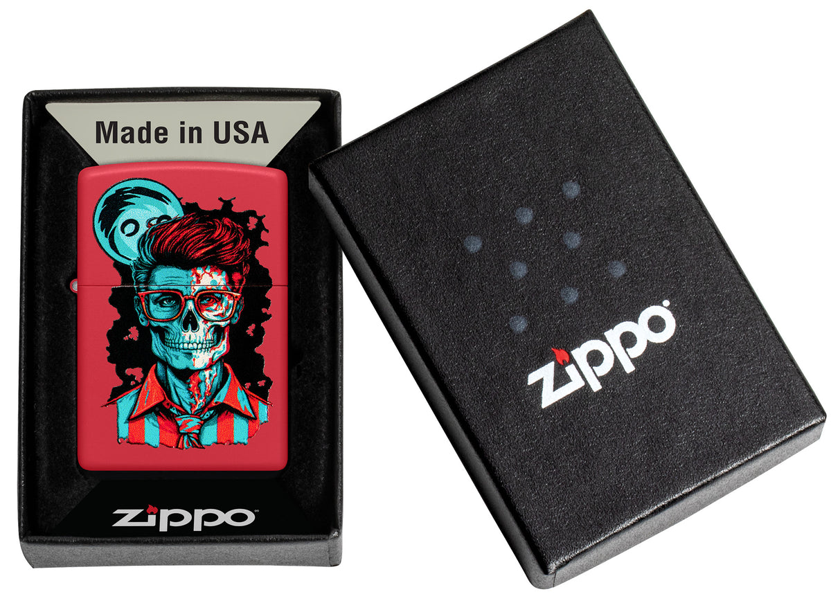 Zippo Dapper Skeleton Design Red Matte Pocket Lighter