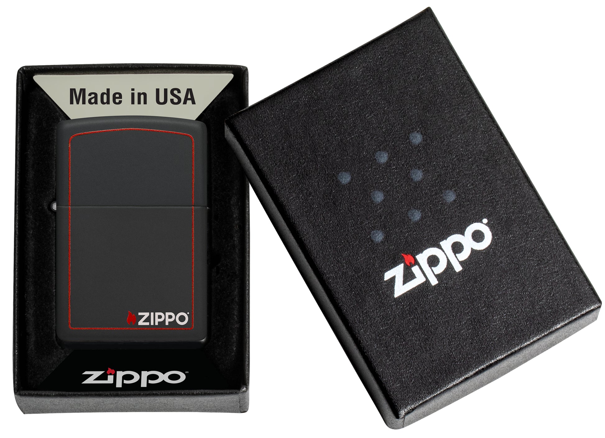 Black Matte with Red Border Pocket Lighter