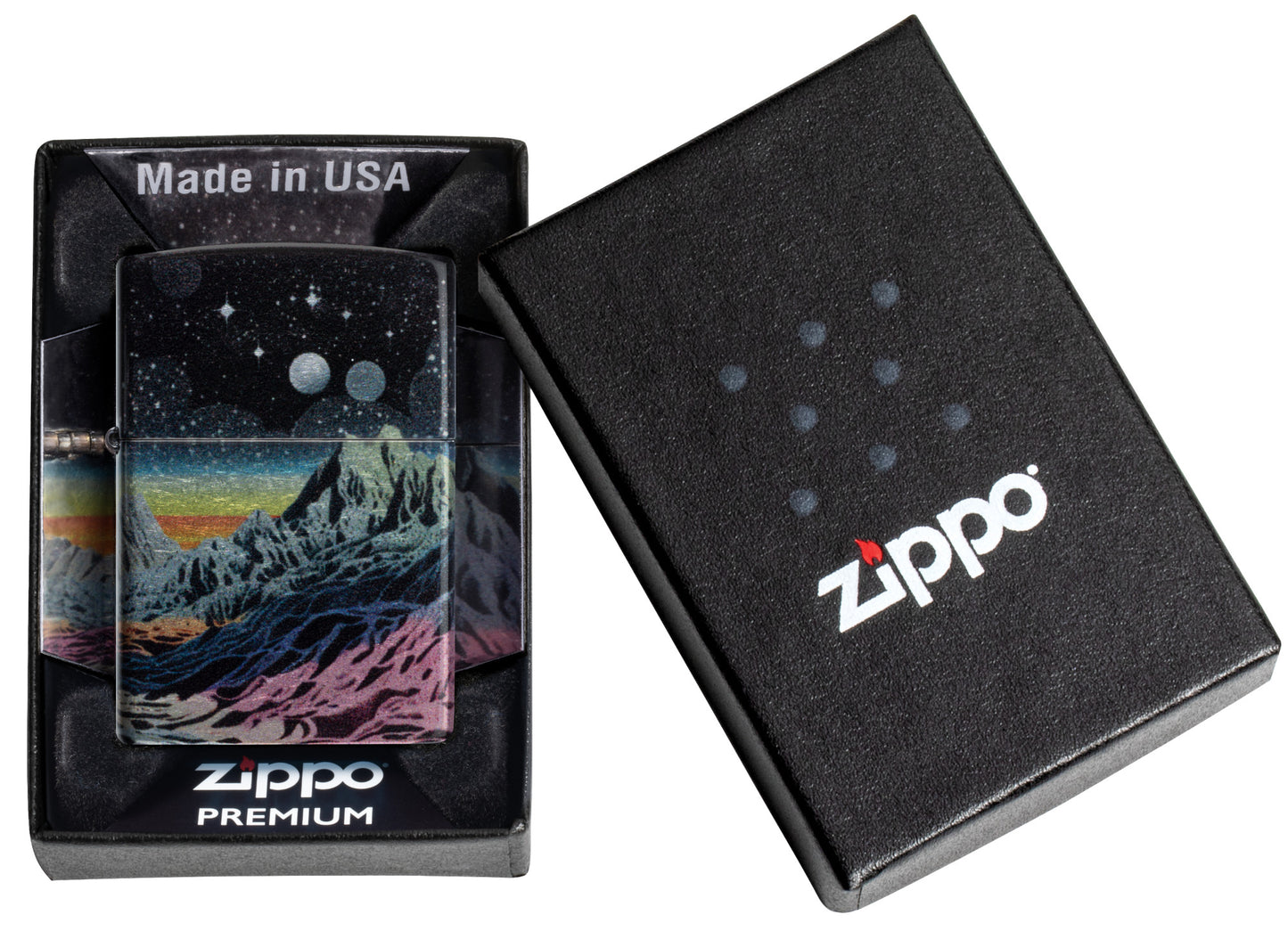 Zippo Space in Color Design 540 Tumbled Chrome Pocket Lighter
