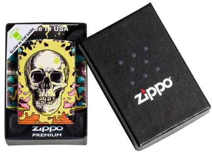 Zippo Trippy Skull Design Glow in the Dark 540 Color Pocket Lighter