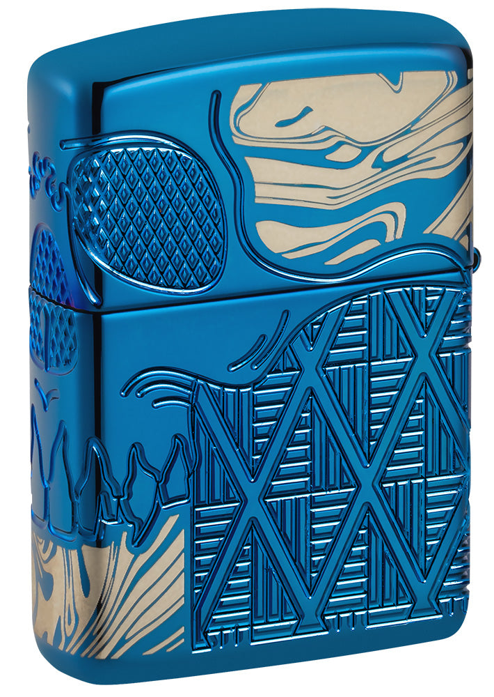 Armor High Polish Blue Skull Design Pocket Lighter