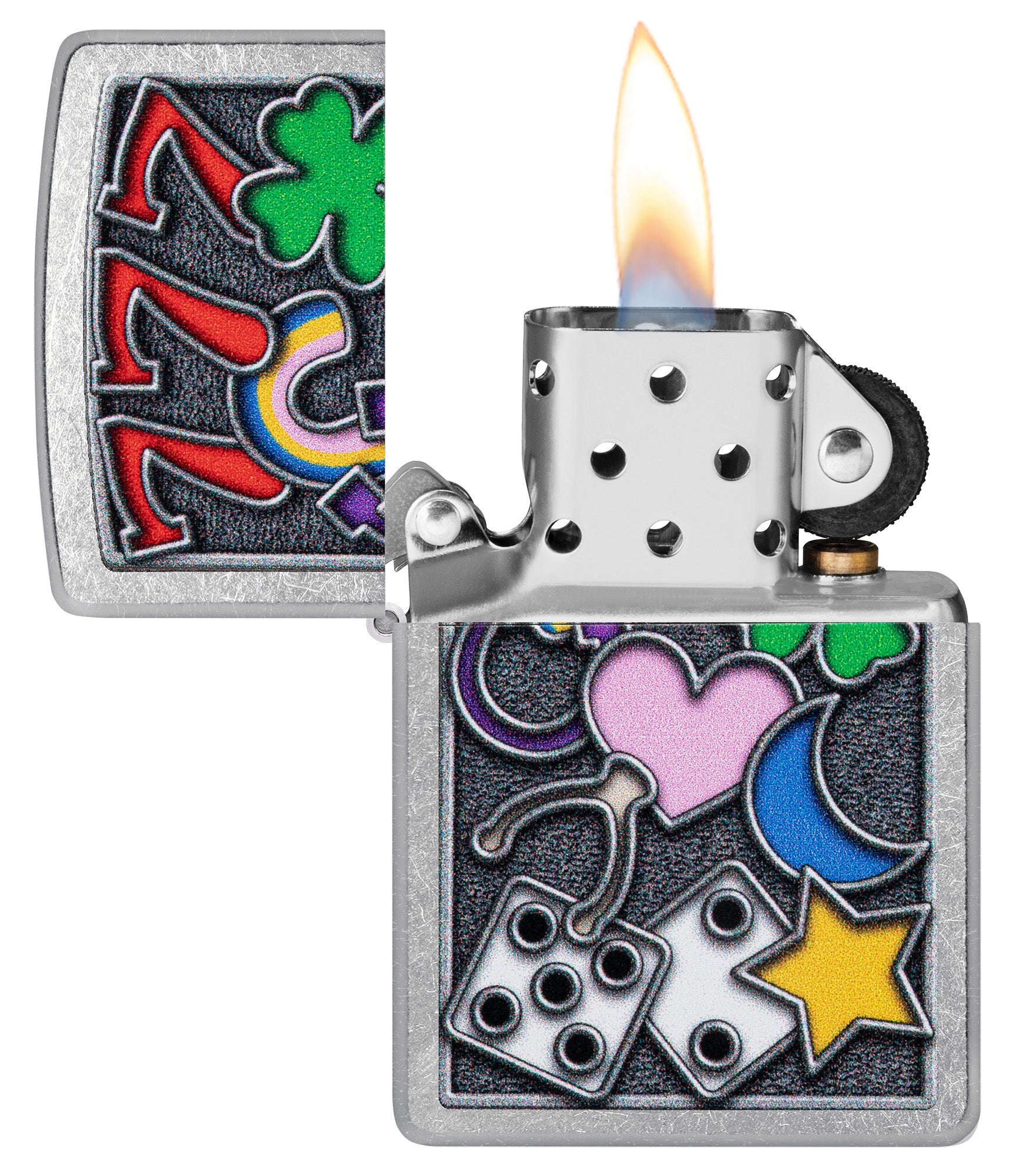 Zippo All Luck Design Street Chrome Pocket Lighter
