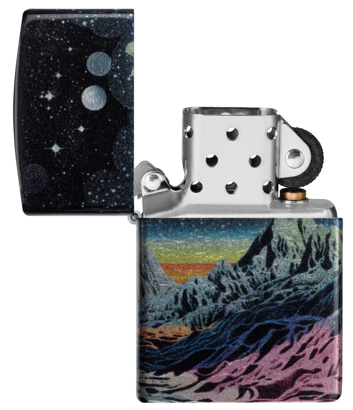 Zippo Space in Color Design 540 Tumbled Chrome Pocket Lighter