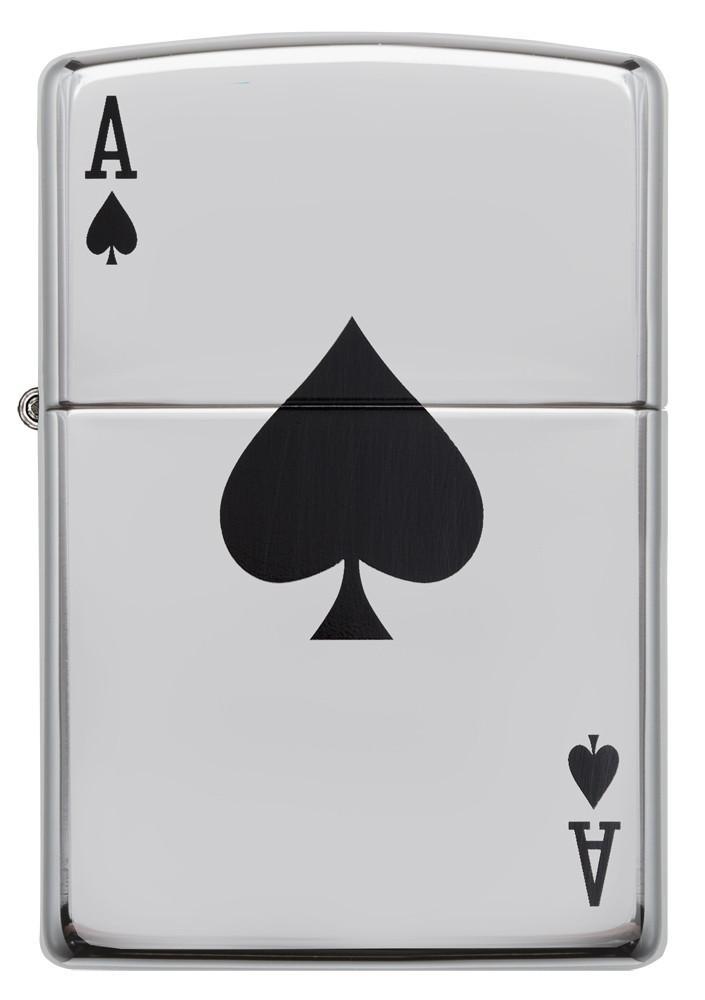 24011 Ace of Spades Pocket Lighter, High Polish Chrome