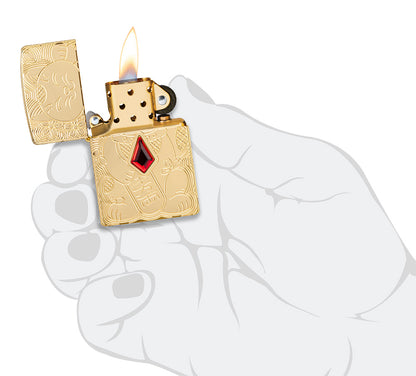 Lucky Cat Design Armor High Polish Brass Pocket Lighter