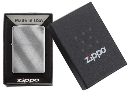 Diagonal Weave Brushed Chrome Pocket Lighter