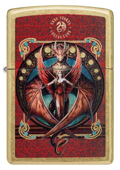 Zippo Anne Stokes Copperwing Dragon Design Street Brass Pocket Lighter