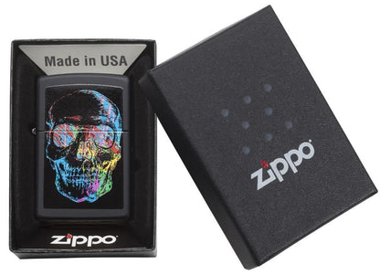 Colorful Skull Black Matte Pocket Lighter
