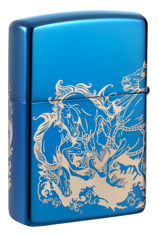 Zippo Atlantis Design High Polish Blue Pocket Lighter