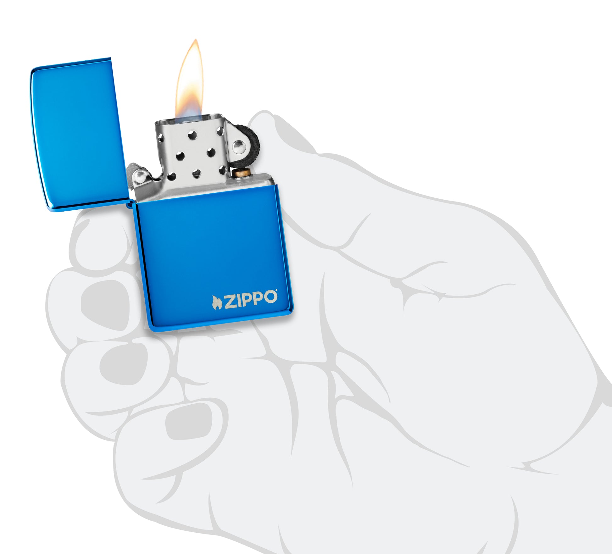 Logo High Polish Blue Pocket Lighter