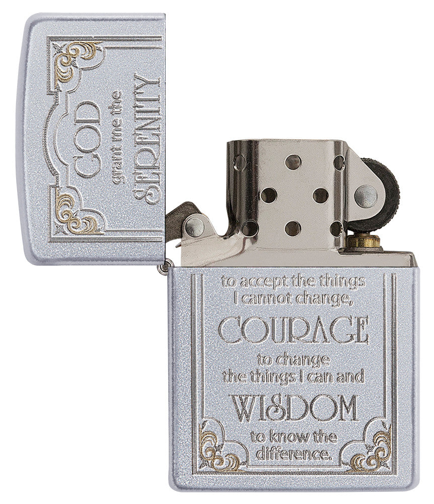 Serenity Prayer Satin Chrome Pocket Lighter