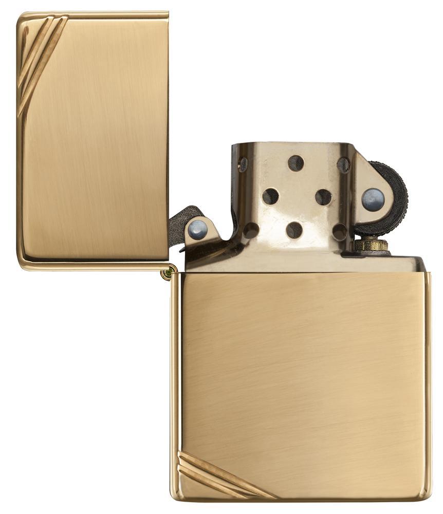 Vintage High Polish Brass Pocket Lighter with Slashes Pocke
