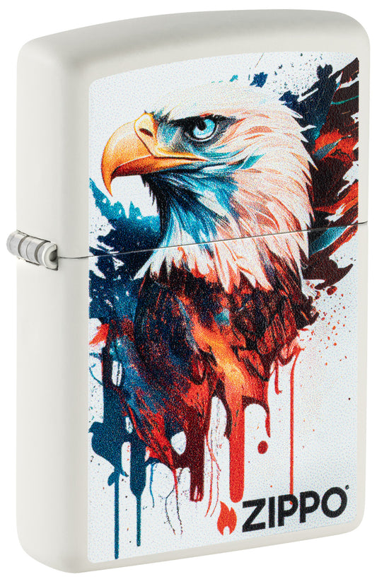 Zippo Painted Eagle Design White Matte Pocket Lighter