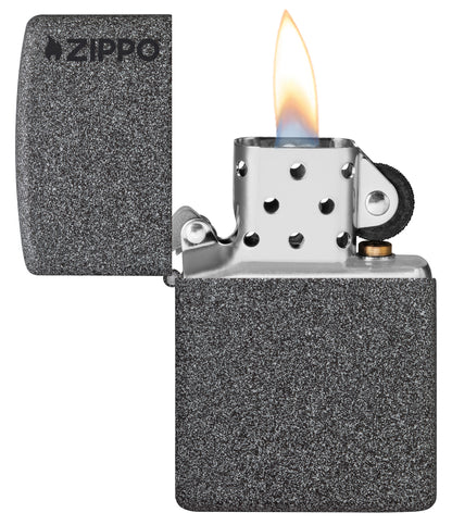 Zippo Classic Iron Stone Zippo Logo Pocket Lighter