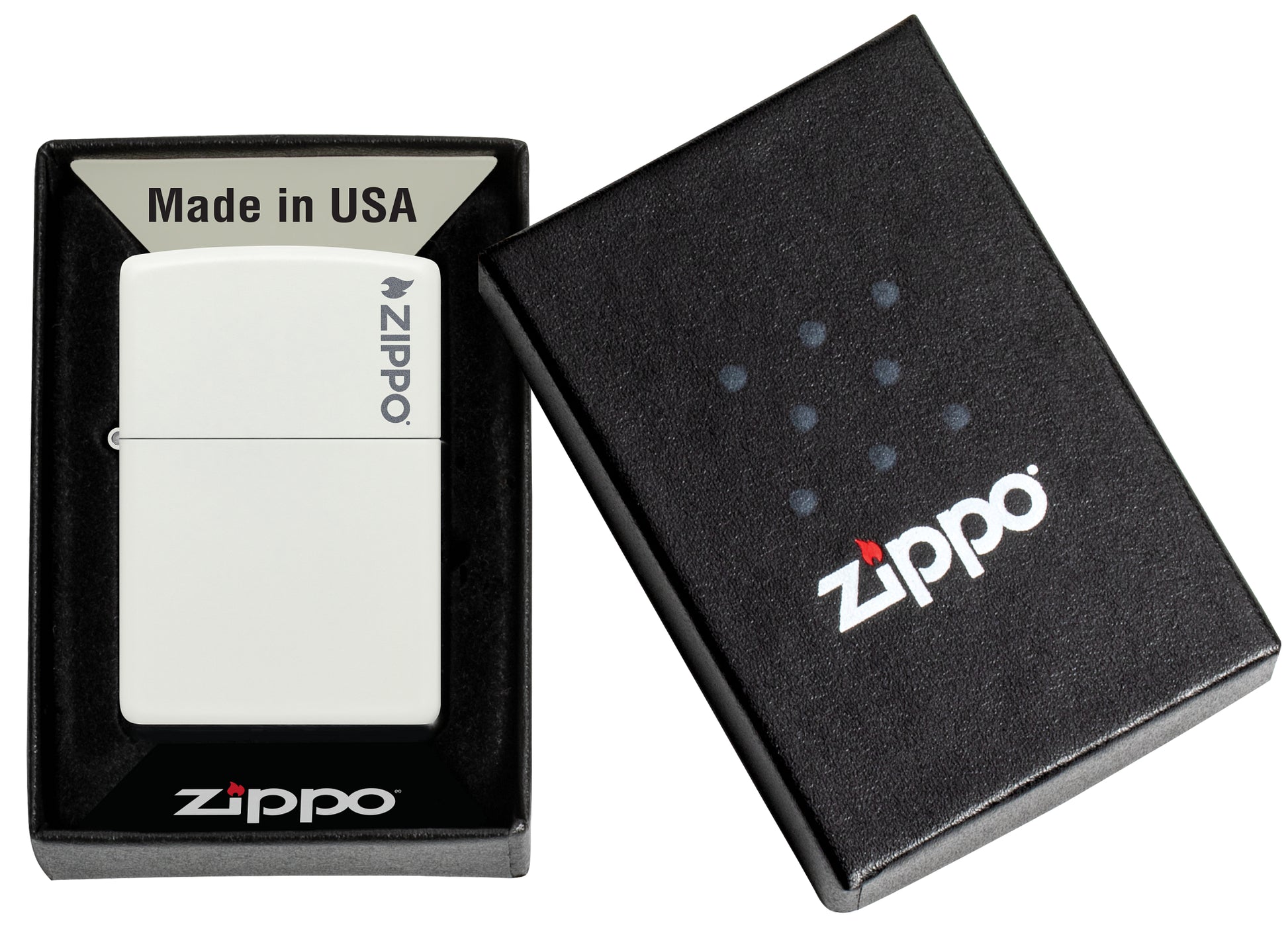 214ZL  White Matte Logo Pocket Lighter