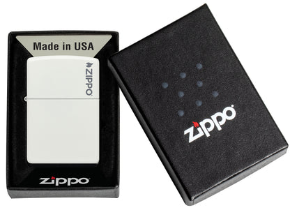 214ZL  White Matte Logo Pocket Lighter