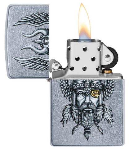 Viking Warrior Design Street Chrome Pocket Lighter