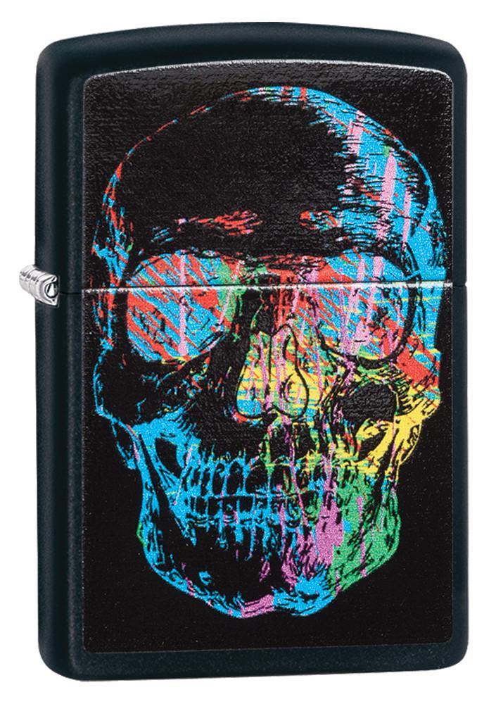 Colorful Skull Black Matte Pocket Lighter