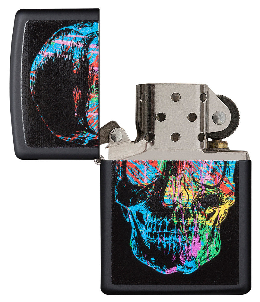 Colorful Skull Black Matte Pocket Lighter