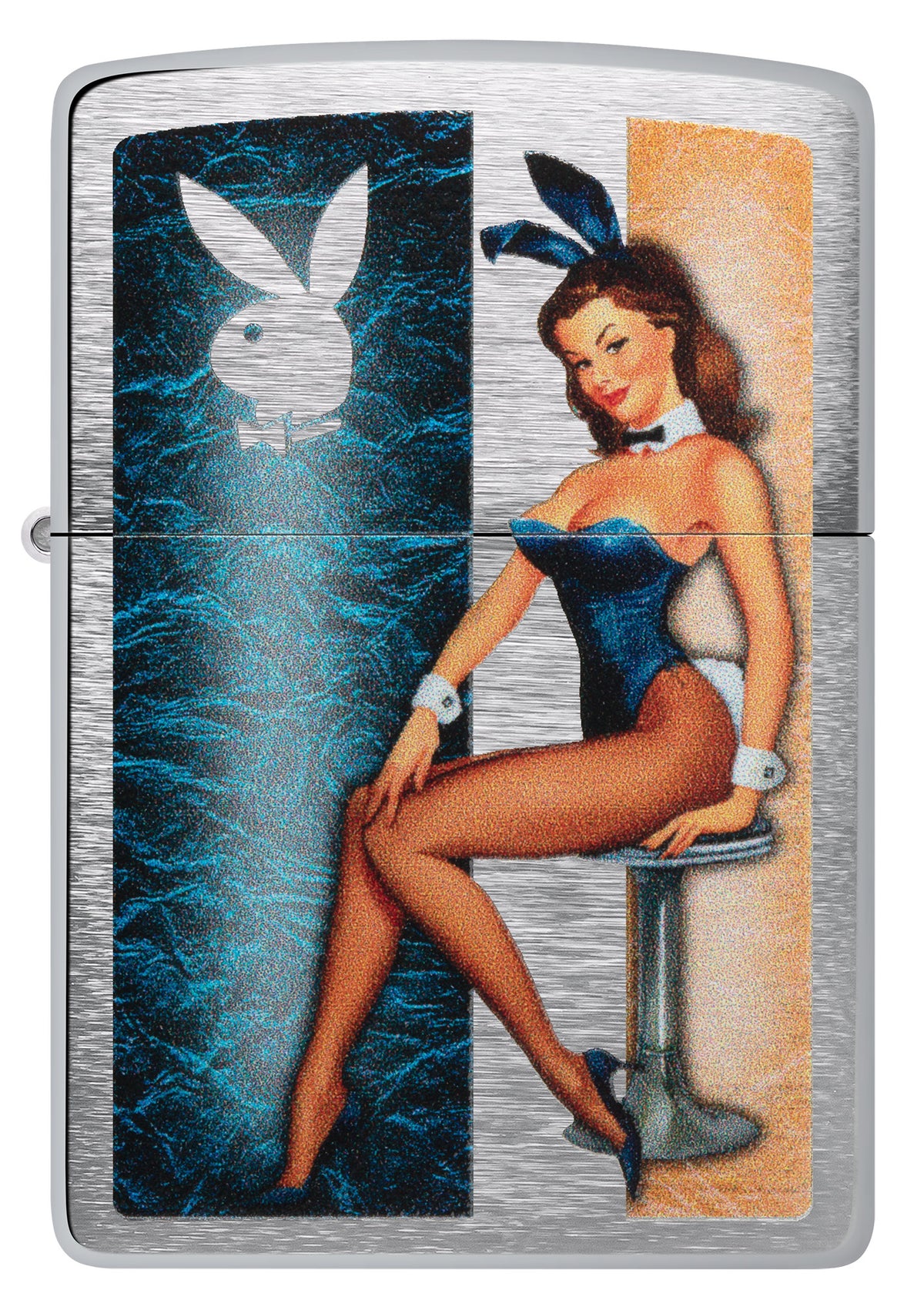 Playboy Playmate Brushed Chrome Pocket Lighter