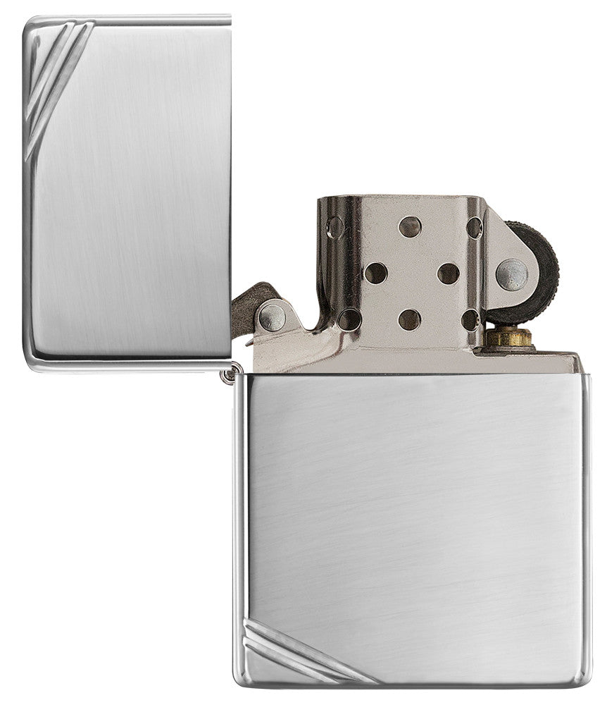 Vintage High Polish Chrome with Slashes Pocket Lighter
