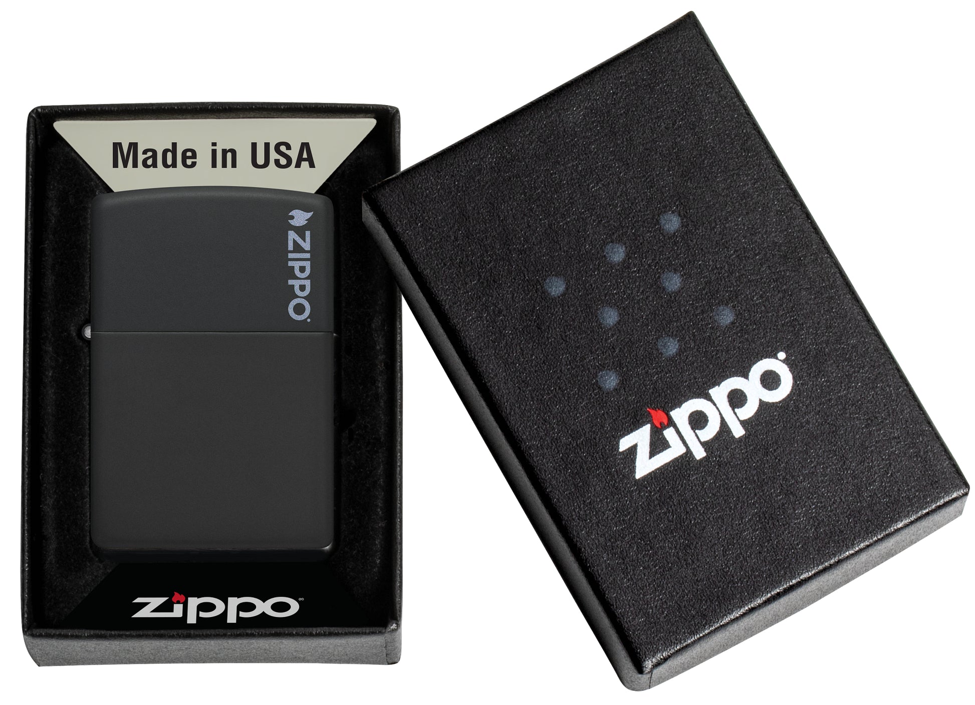 Classic Black Matte with Zippo Logo Pocket Lighter