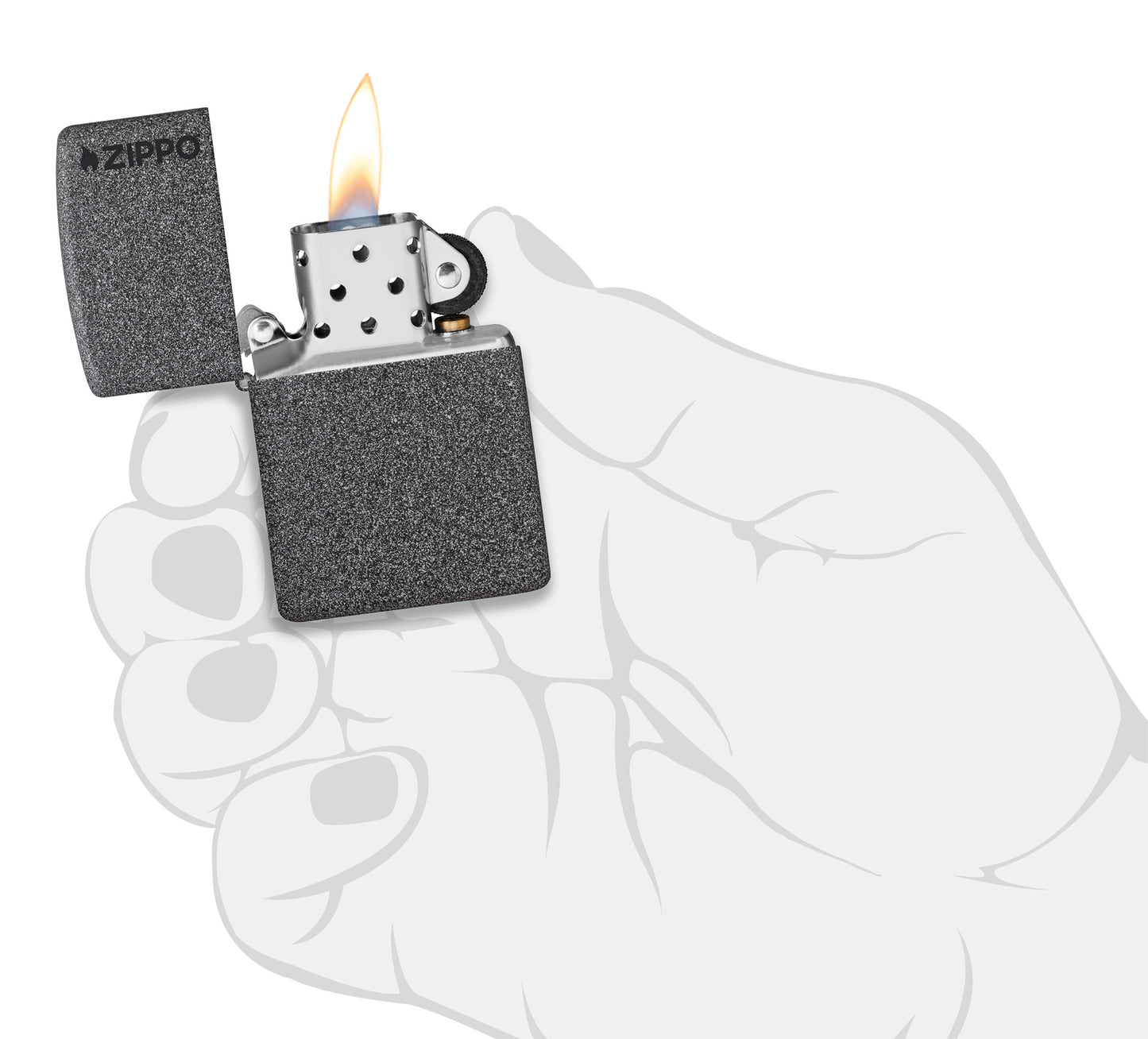 Zippo Classic Iron Stone Zippo Logo Pocket Lighter