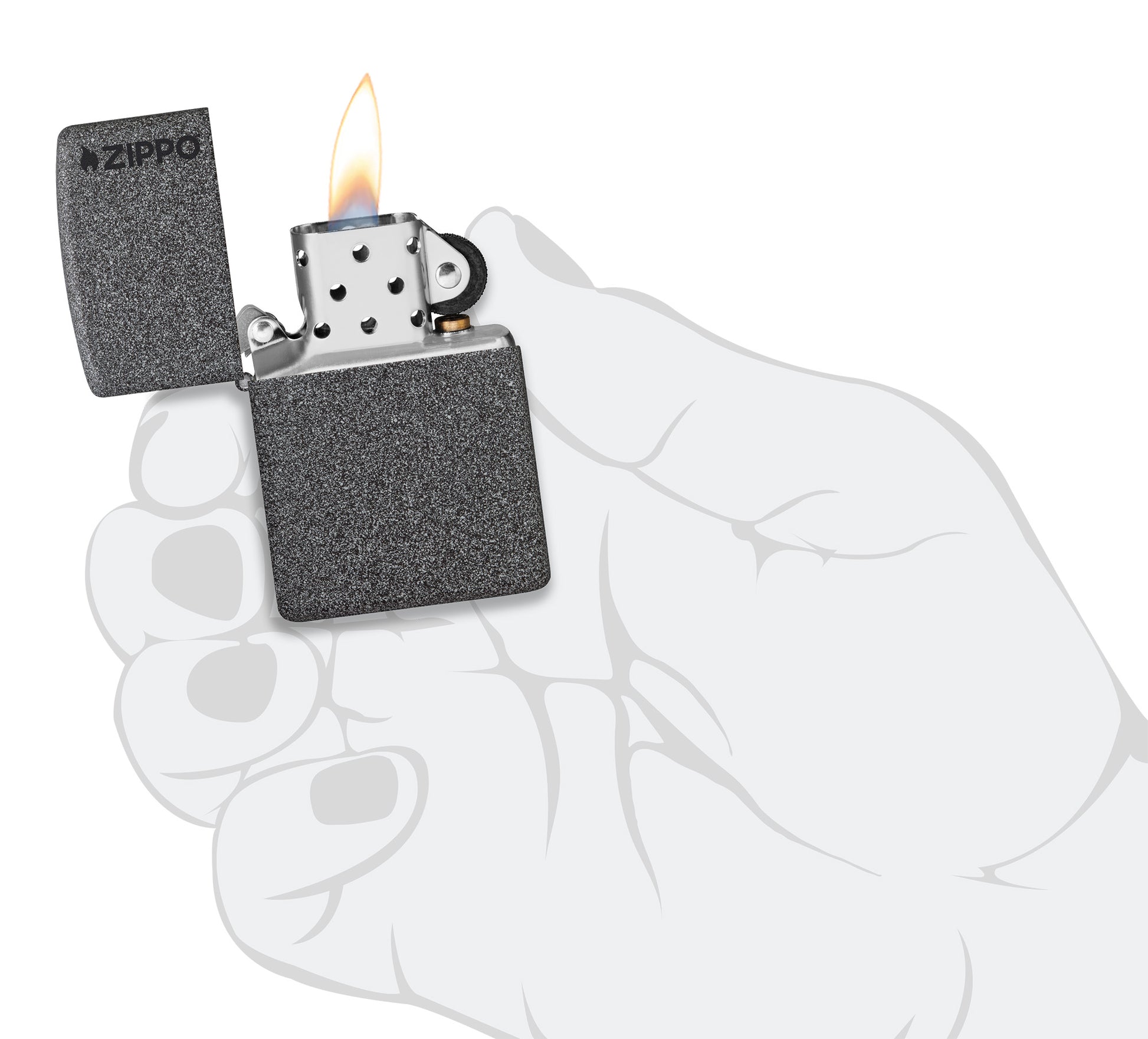 Zippo Classic Iron Stone Zippo Logo Pocket Lighter