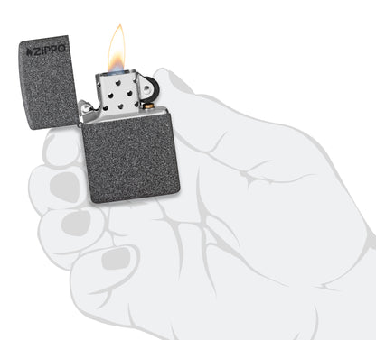 Zippo Classic Iron Stone Zippo Logo Pocket Lighter