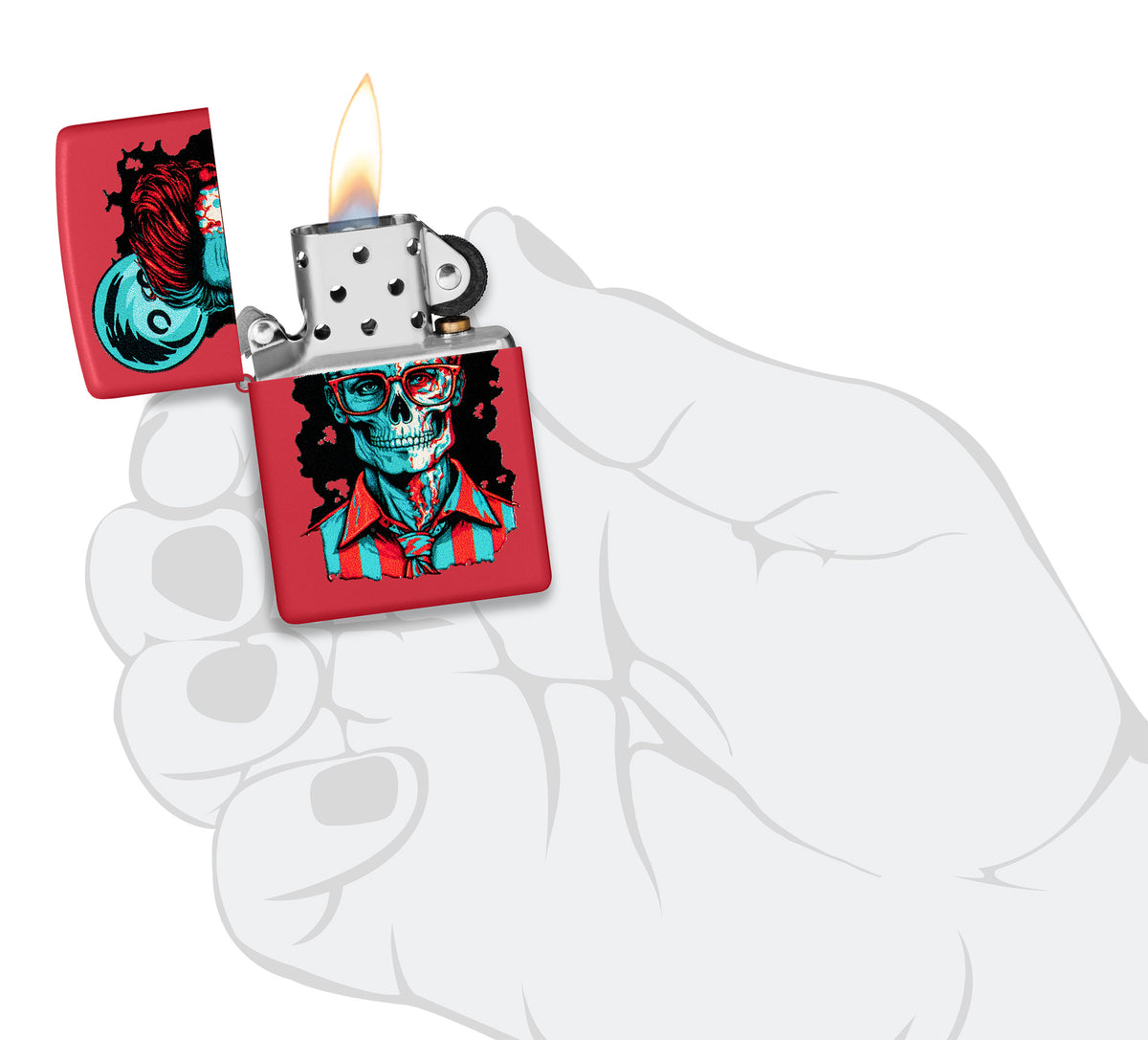 Zippo Dapper Skeleton Design Red Matte Pocket Lighter