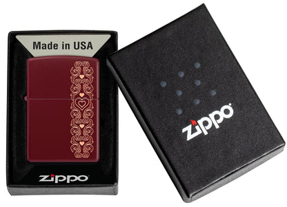 Zippo Heart Garland Design Merlot Pocket Lighter