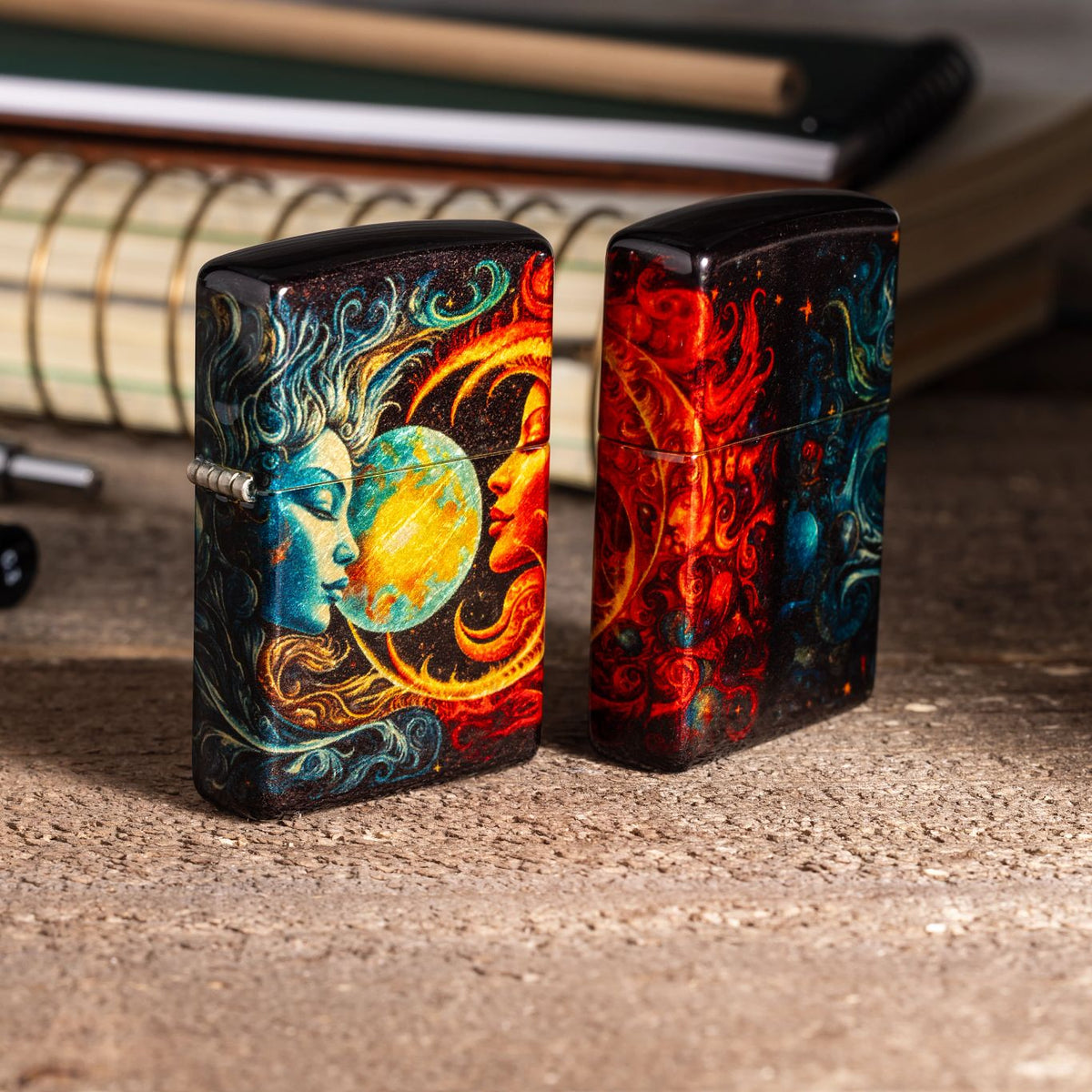 Zippo Sun and Moon Design 540 Tumbled Brass Pocket Lighter