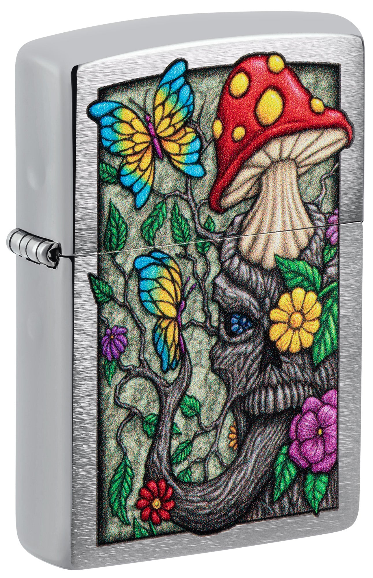 Zippo Freaky Nature Design Brushed Chrome Pocket Lighter