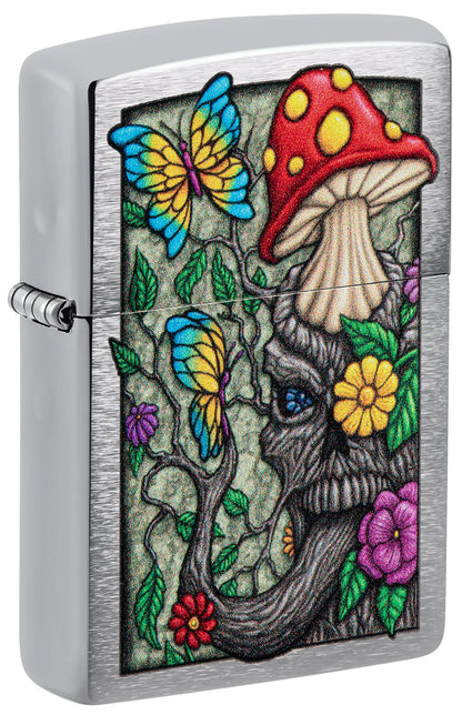 Zippo Freaky Nature Design Brushed Chrome Pocket Lighter