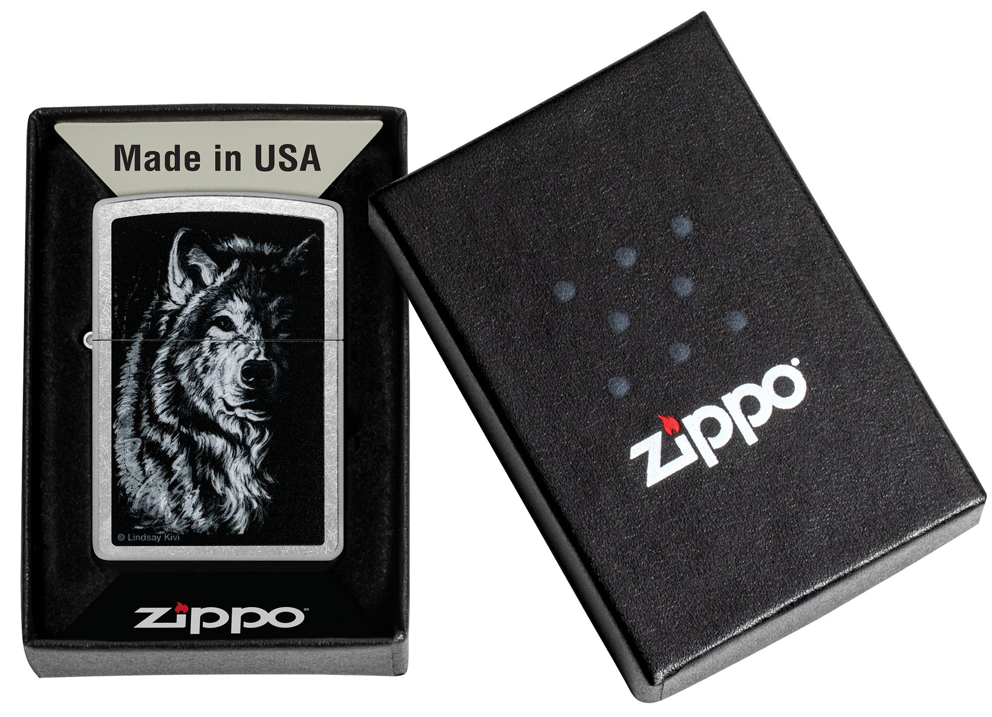 Zippo Lindsay Kivi Shadow Wolf Pocket Lighter