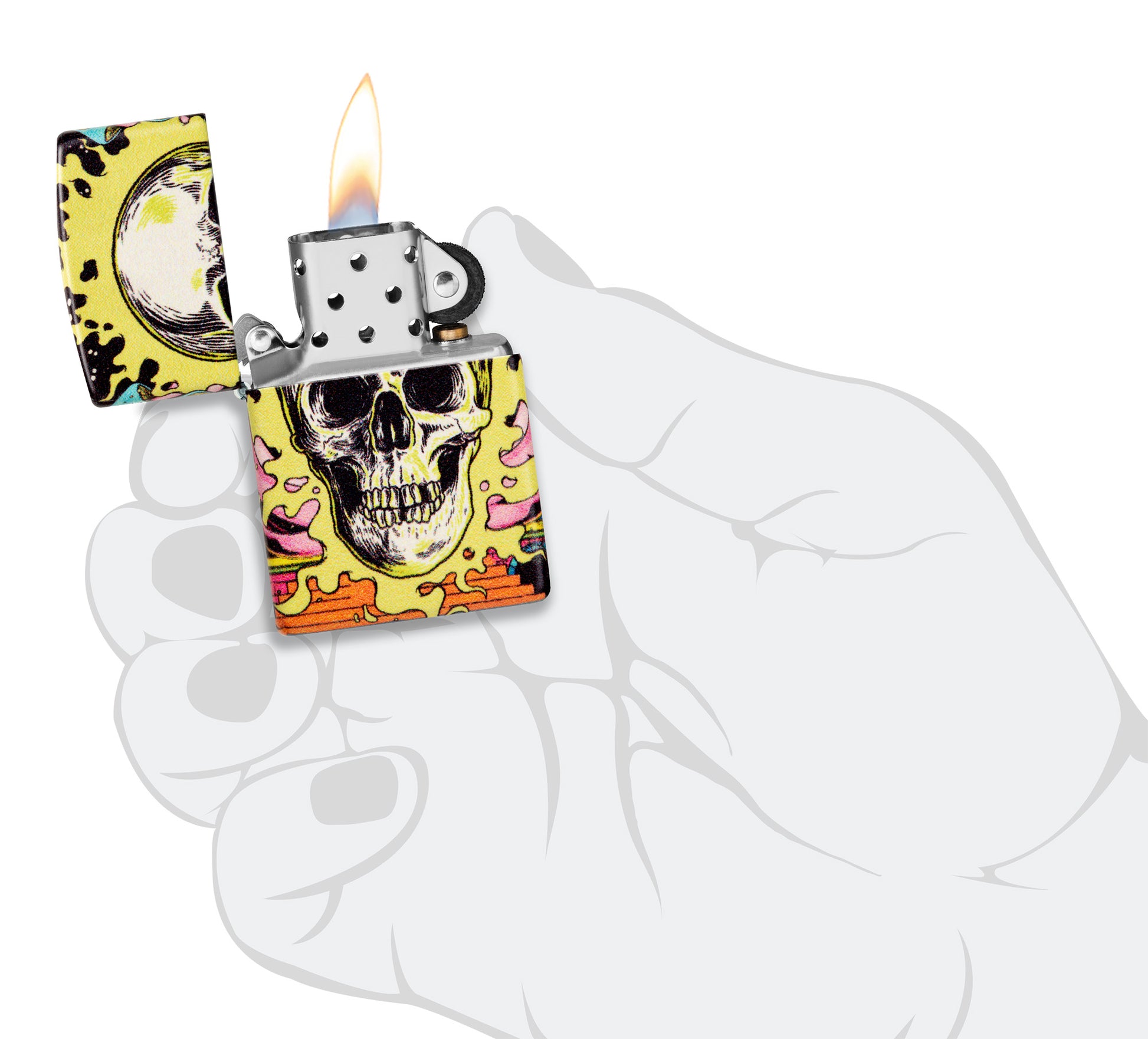 Zippo Trippy Skull Design Glow in the Dark 540 Color Pocket Lighter