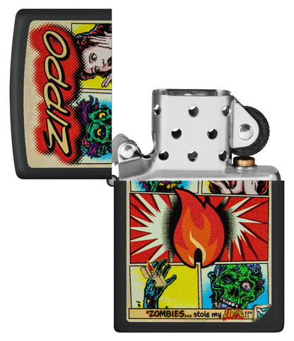 Zippo Comic Zombies Design Black Matte Pocket Lighter