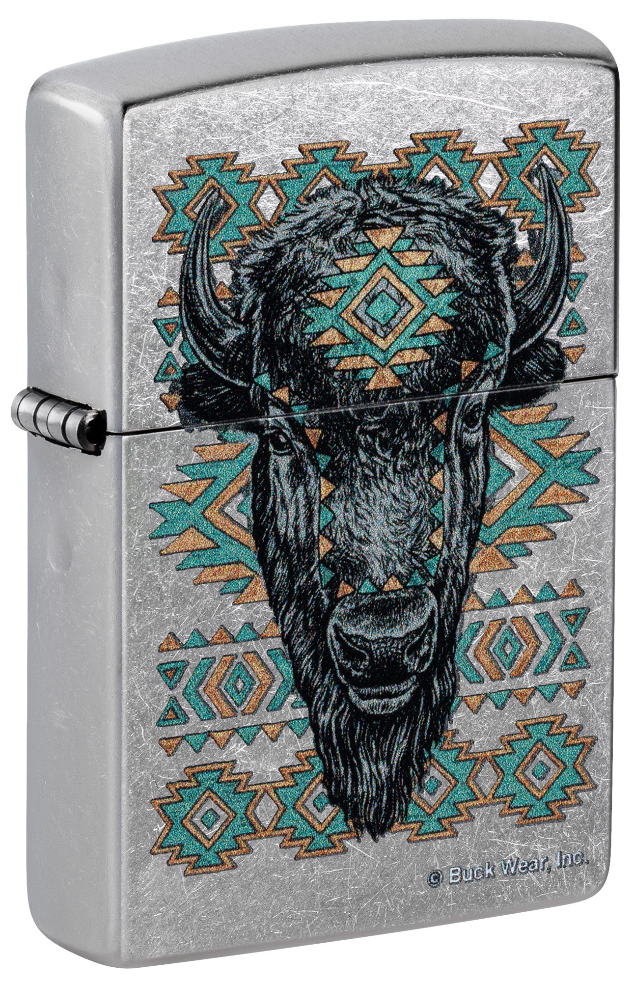 Zippo Buck Wear Southwest Bison Design Street Chrome Pocket Lighter